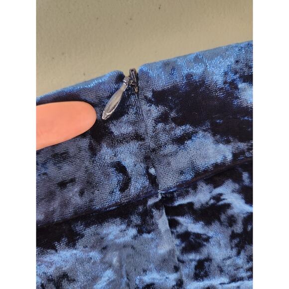 Galvan London Long-Sleeve Deep-V Hammered Velvet Cocktail Dress SZ 4 Blue #1D459 - Picture 9 of 16